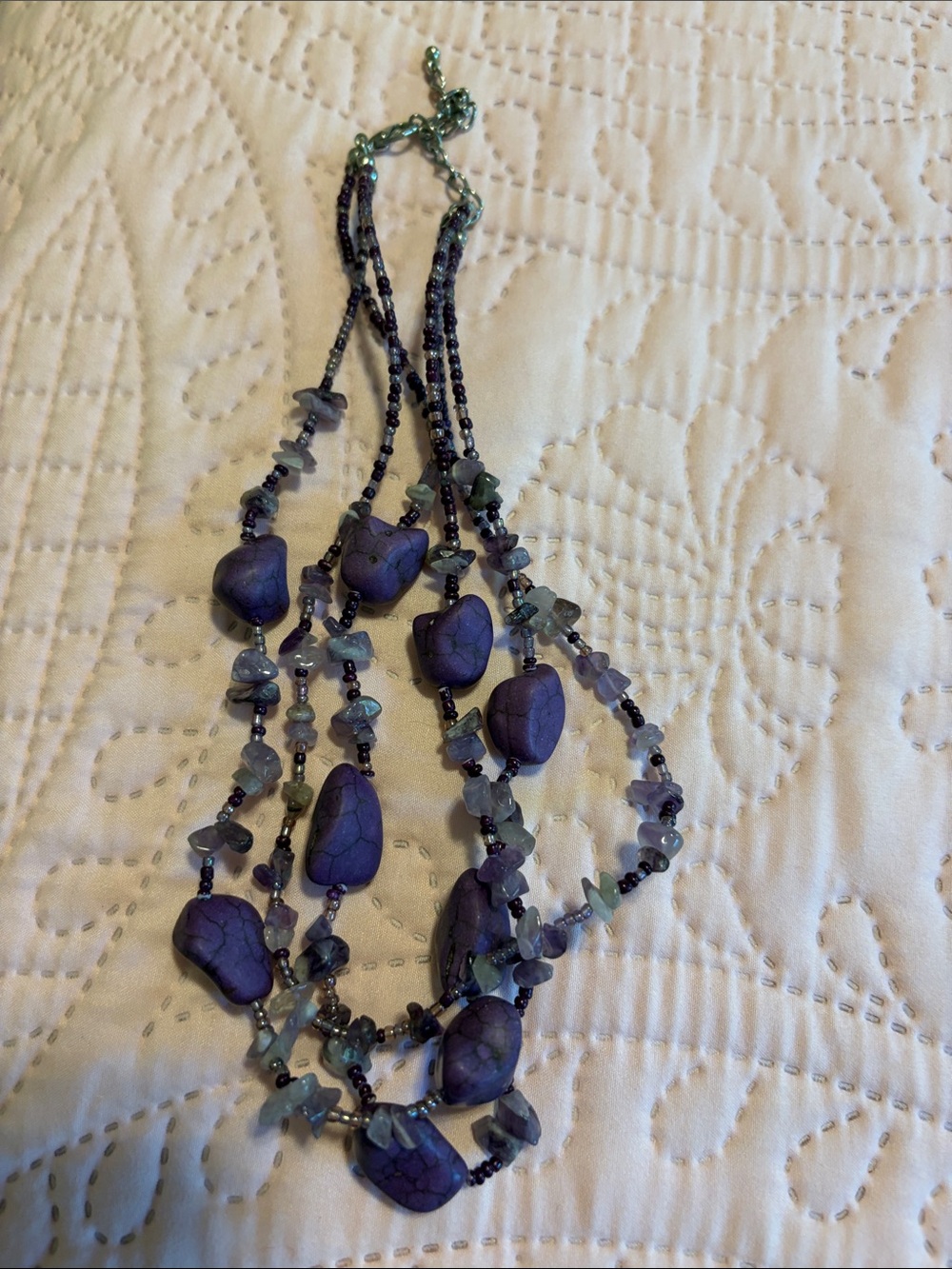 Multi-Strand Purple Stone Beaded Necklace - Women Jewelry